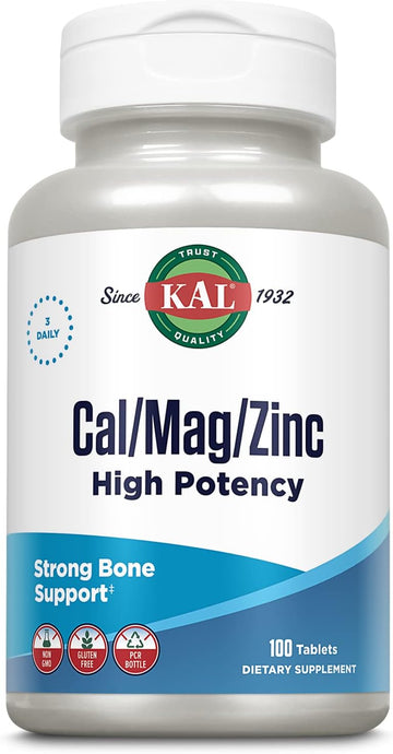 KAL Cal/Mag/Zinc | 1000mg Calcium, 400mg Magnesium & 15mg Zinc | Bone,