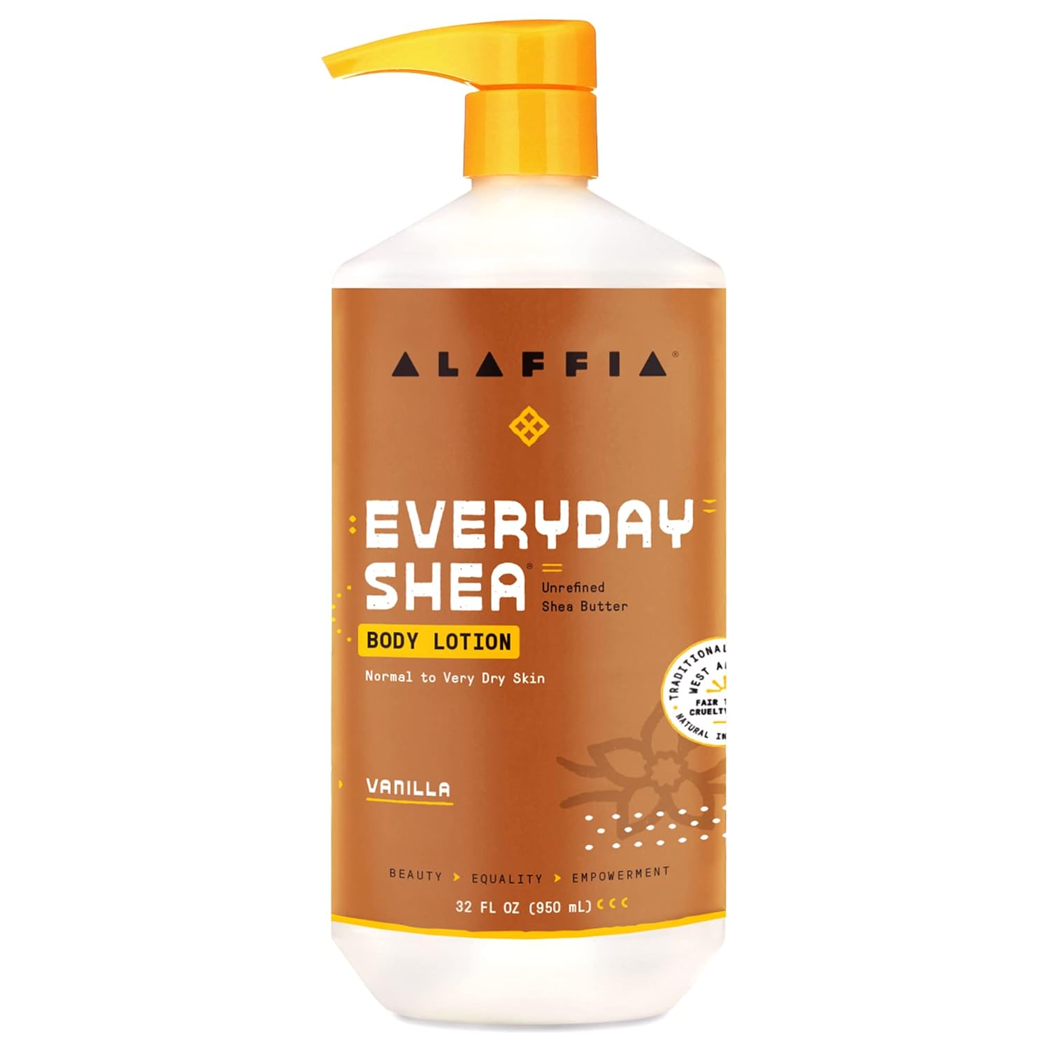 Alaffia Everyday Shea Body Lotion - Normal To Very Dry Skin, Moisturizing Support For Hydrated, Soft, And Supple Skin With Shea Butter And Lemongrass, Fair Trade, Vanilla, 32 Fl Oz