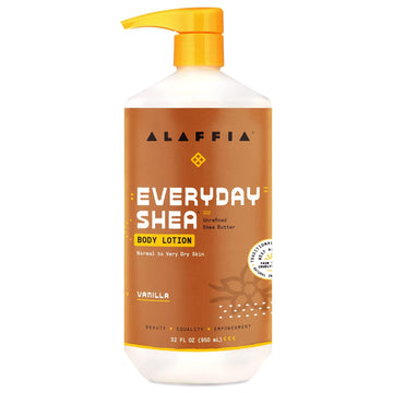 Alaffia Everyday Shea Body Lotion - Normal To Very Dry Skin, Moisturizing Support For Hydrated, Soft, And Supple Skin With Shea Butter And Lemongrass, Fair Trade, Vanilla, 32 Fl Oz