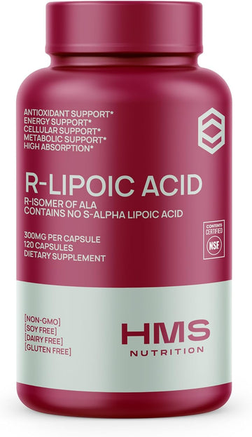 Stabilized R-Lipoic Acid 300Mg Per Serving, R Alpha Lipoic Acid Ala Supplement Antioxidant For Nerve, Energy & Metabolism Support, Nsf Certified Supplements,Non-Gmo & Vegan,120 Capsules,4 Month Supply