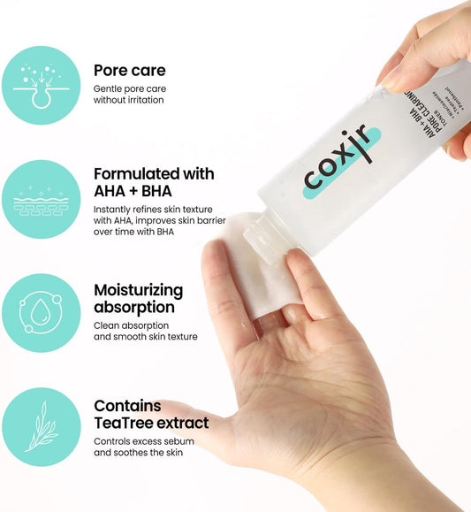 Coxir Aha + Bha Pore Clearing Toner L All Skin Types, Purifying, Aha, Bha, Daily Pore Care,K Beauty Skincare [150Ml,5.07Fl.Oz]