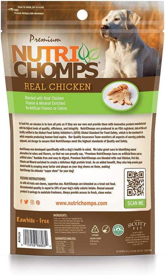 Nutrichomps Dog Chews, 2.5-Inch Knots, Easy To Digest, Rawhide-Free Dog Treats, 8 Count, Real Chicken Flavor
