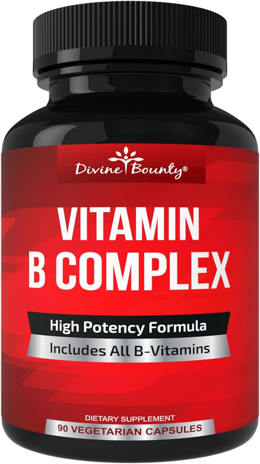 Divine Bounty Super B Complex Vitamins - All B Vitamins Including B12, B1, B2, B3, B5, B6, B7, B9, Folic Acid - Vitamin B Supplement - Support Healthy Energy Metabolism