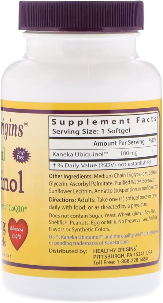 Ubiquinol 100mg Kaneka QH Healthy Origins 60 Softgel