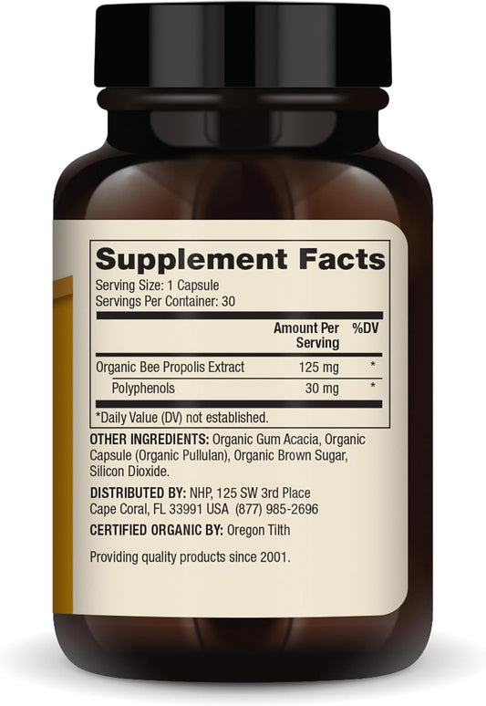 Dr. Mercola Organic Bee Propolis, 30 Servings (30 Capsules), Dietary Supplement, Supports Respiratory Health, Non-GMO, Certified USDA Organic