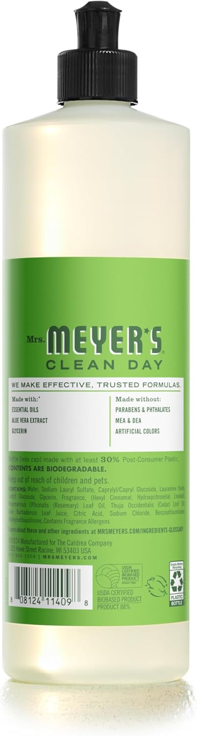 Mrs. Meyer'S Clean Day Liquid Dish Soap, Fresh Cut Grass Scent, 16 Ounce Bottle