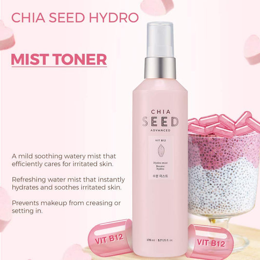 The Face Shop Chia Seed Hydro Hydrating Mist | Mild Soothing Watery Mist With Instant Hydration & Soothes On Irritated Skin | Formulated For Intense, Upgraded & Hydrating Care, 5.5 Fl Oz