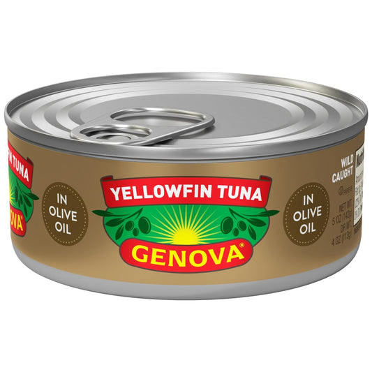 Genova Premium Yellowfin Tuna in Olive Oil, Wild Caught, Solid Light, 5-Ounce Cans (Pack of 12)