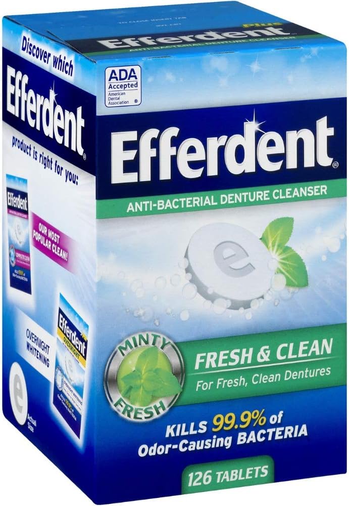 Efferdent Plus Mint Tablet Bonus 126ct, Mint 126 ea Pack of 2