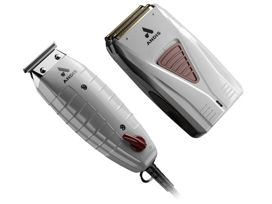 Andis 17270 Finishing Combo T-Outliner Trimmer & Pro Foil Lithium Titanium Foil Shaver - Professional Finishing Hair Clippers And Trimmer Kit For Men