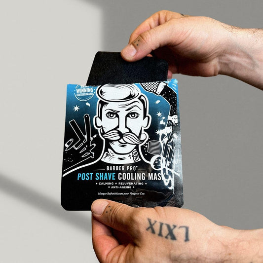 Barber Pro Post Shave Mens Face Mask Cooling Anti-Aging Collagen Aloe Vera Tea Tree & Charcoal Natural Soothing Skincare For Men Reduces Redness & Irritation Vegan Multi Award Winning Brand