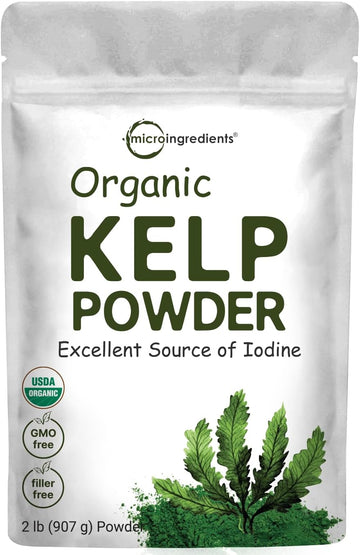 Organic Kelp Powder, 2lbs | Sustainably US Grown, Raw Ascophyllum Nodosum Source | Rich in Iodine for Thyroid Support, Body Scrubs, & Skin Care | Sea Vegetable | Non-GMO, Vegan