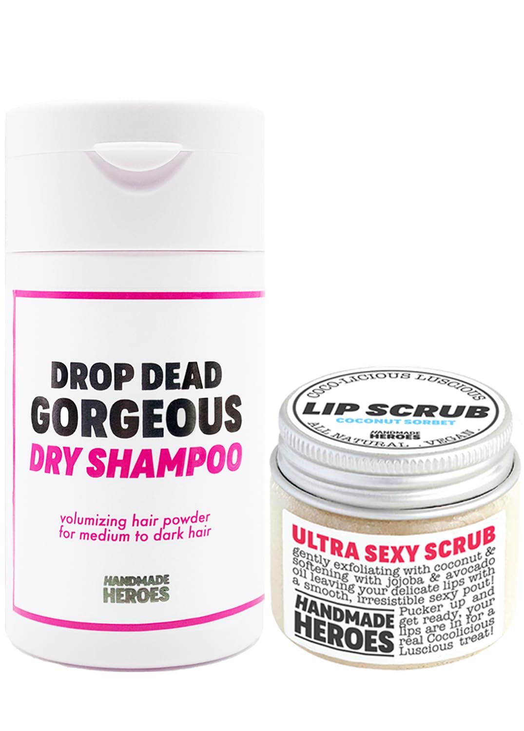 Handmade Heroes Save 10% Lip Scrub and Volumizing Hair Powder Dry Shampoo Bundle