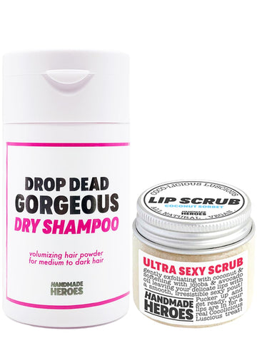 Handmade Heroes Save 10% Lip Scrub and Volumizing Hair Powder Dry Shampoo Bundle