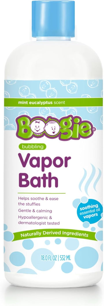 Kids Botanical Bubble Bath By Boogie, Soothing Vapor Bubble Bath, Made With Plant And Oat Extracts, Natural Essential Oils, Mint Eucalyptus, 18 Oz, Pack Of 1