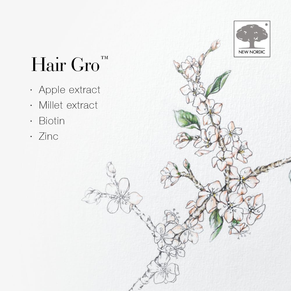 New Nordic Hair GRO - Vegan Hair Growth Supplement - Biotin, Palm Fruit Extract, & Zinc for Natural Regrowth - Swedish Made - 60 Capsules : Amazon.co.uk: Beauty