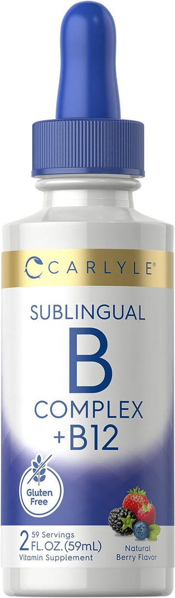 Carlyle Sublingual Vitamin B Complex | with B12 | 2 Fluid Ounces | Berry Flavor | Vegetarian, Non-GMO, and Gluten Free Supplement
