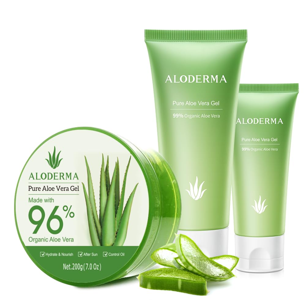 All Purpose Aloe Vera Gels Set - 3 Pieces - 200g Aloe Vera Gel, 114g Aloe Vera Gel & 45g Aloe Vera Gel Travel Size