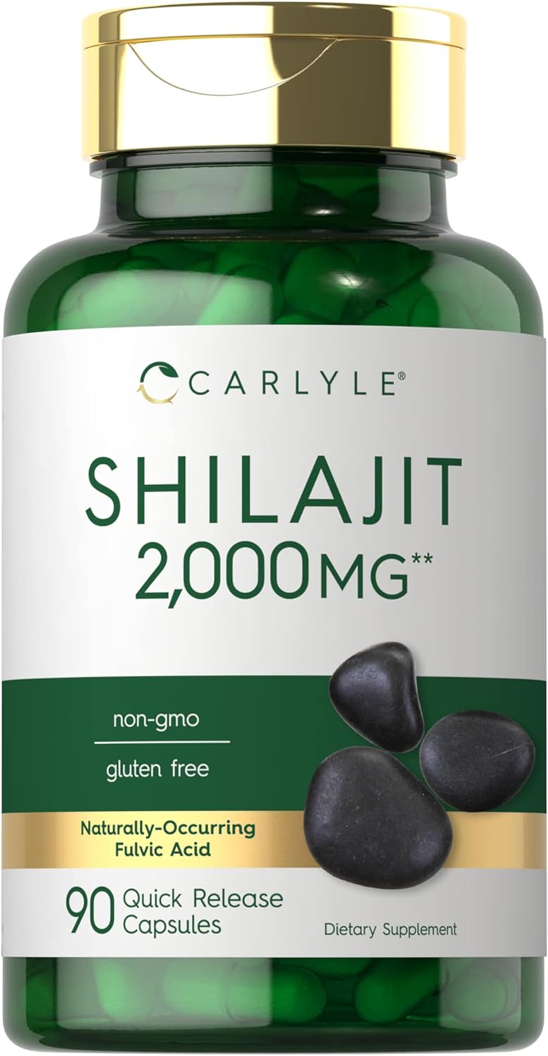 Carlyle Shilajit Capsules | 2000mg | 90 Count | Non-GMO and Gluten Fre