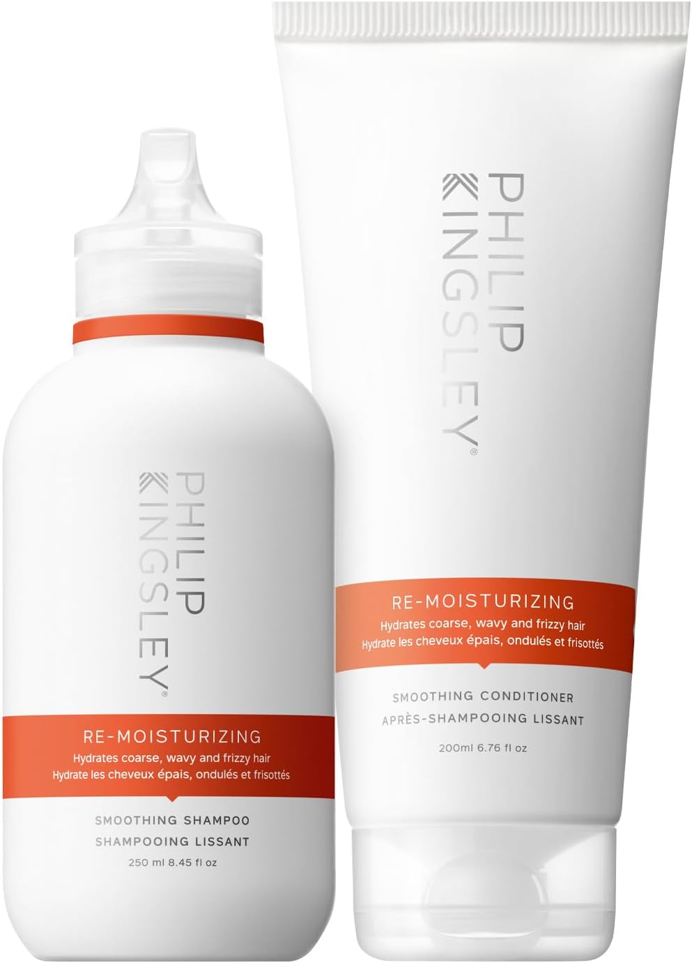 Philip Kingsley | Re-Moisturising Shampoo And Conditioner Set | Hydration Duo For Curly, Frizzy, Dry, Wavy Hair | Hydrates And Smooths Hair | 250Ml And 200Ml