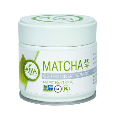 Aiya Authentic Japanese Premium First Harvest Ceremonial Grade Matcha Green Tea Powder - Vegan-Friendly, Zero Sugar, Gluten-Free - 30G Tin