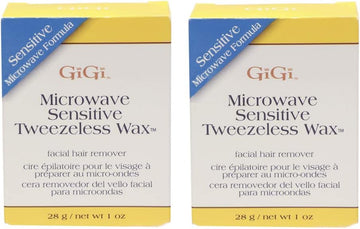 GiGi Sensitive Tweezeless Microwave Facial Hair Removal Wax, 1 oz x 2 pack