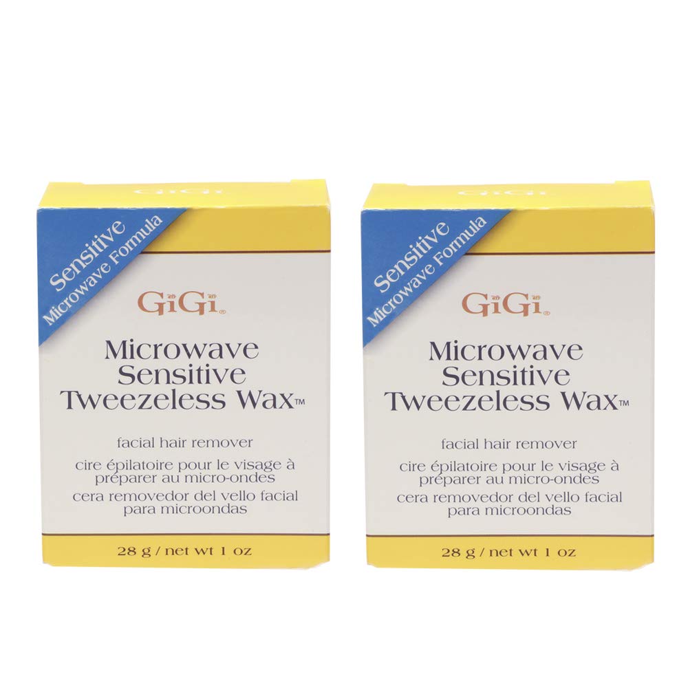 Gigi Sensitive Tweezeless Microwave Facial Hair Removal Wax, 1 Oz X 2 Pack