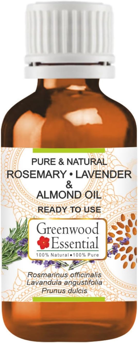 Greenwood Essential Rosemary Lavender And Almond Oil For Healthy Hair And Scalp Massage- Pure And Natural 50Ml (1.69Oz)
