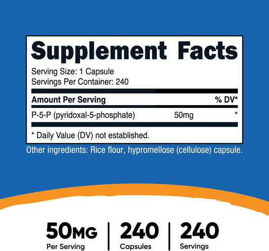 Nutricost P5P Vitamin B6 Supplement 50Mg, 240 Capsules (Pyridoxal-5-Phosphate) - Vegetarian Friendly, Non-Gmo, Gluten Free