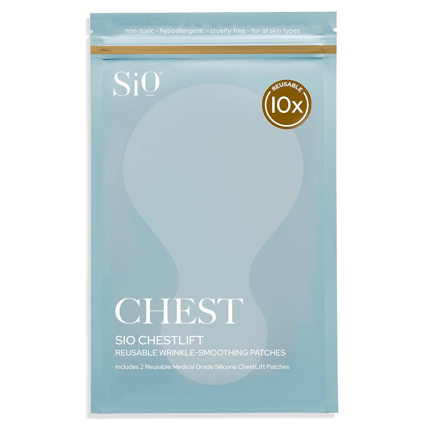 Sio Beauty Chestlift - Wrinkle-Smoothing, Medical-Grade Silicone Patches For Chest Fine Lines - Reusable Up To 10X - Cruelty-Free & Environmentally-Friendly Hydrating Beauty Patches - 2 Patches