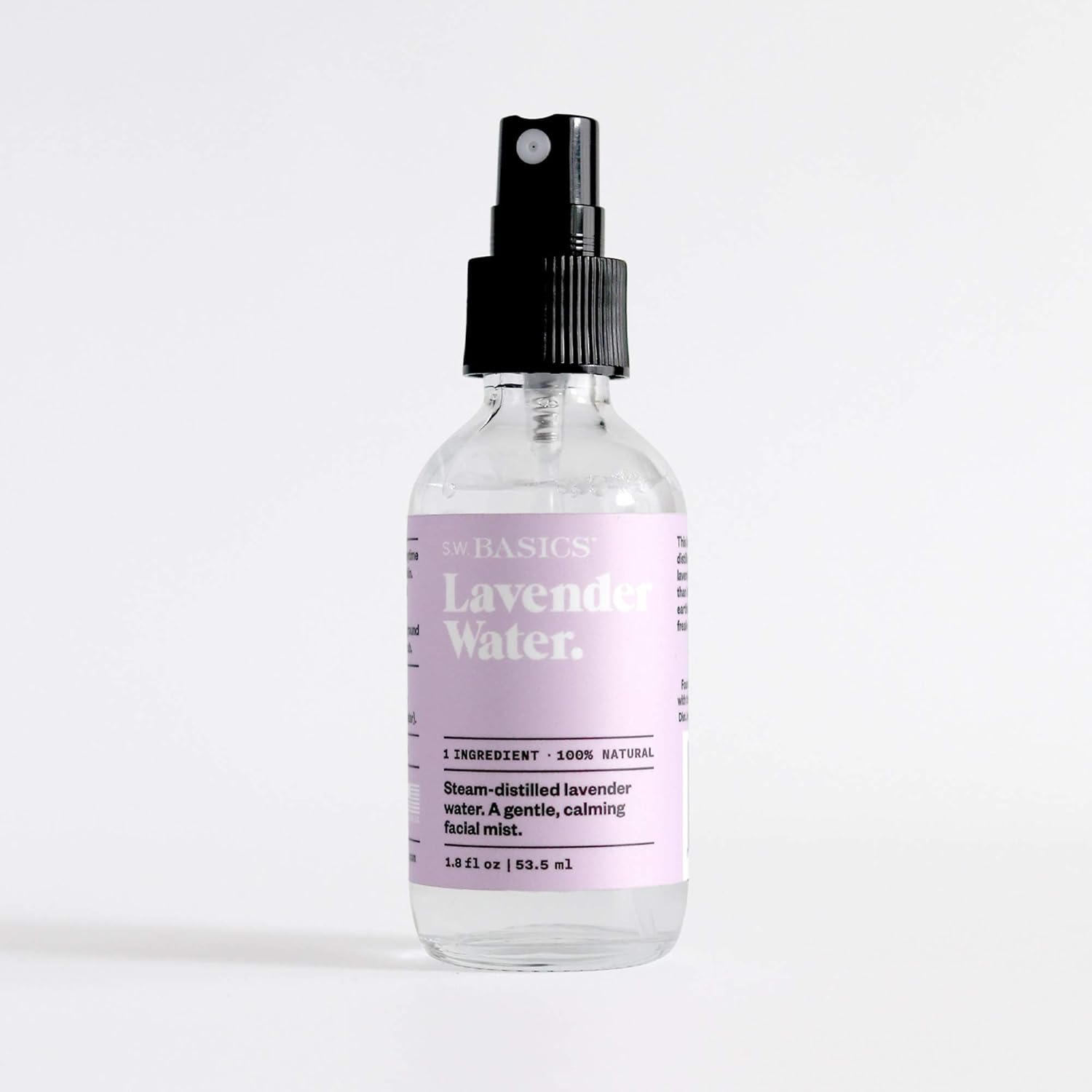 S.W. Basics Lavender Water Facial Mist, Hydrating And Toning Face Spray, Organic And Cruelty Free, 1.8 Fl Oz