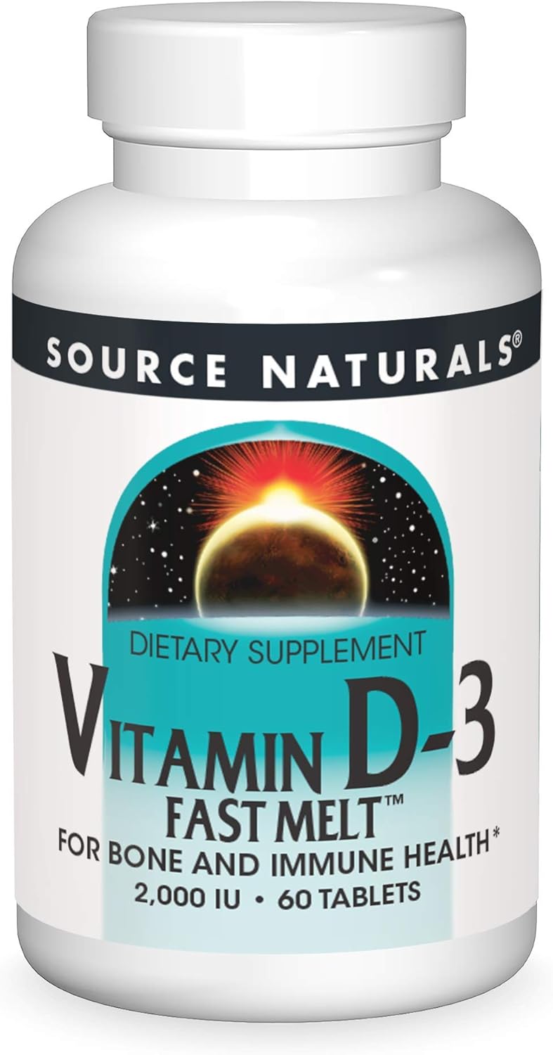 Source Naturals Vitamin D-3 2000 Iu Supports Bone & Immune Health - Black Cherry Peach Flavor - 60 Fast Melt Tablets