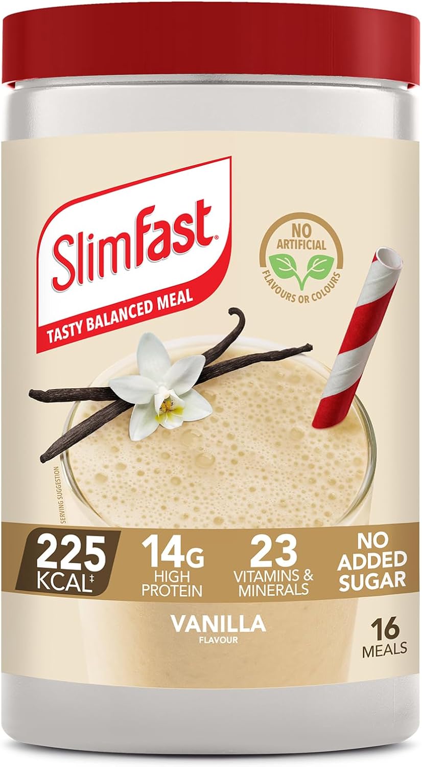 Slimfast Meal Replacement Shake For Weight Loss & Balanced Diet, Vitamins And Minerals, Low Calorie, High Protein, Vanilla Flavour, 16 Servings, 584 G, Packaging May Vary