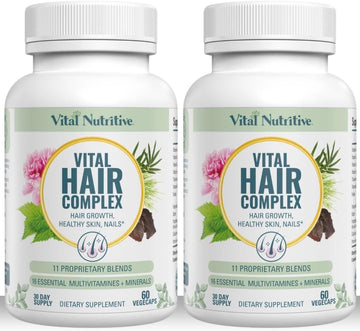Vital Hair Complex – Biotin & Vitamin B Hair Vitamins For Women & Men – Supports Healthy Hair, Skin & Nails – Hormone-Free, Gluten-Free – Hair Supplement For Women & Men