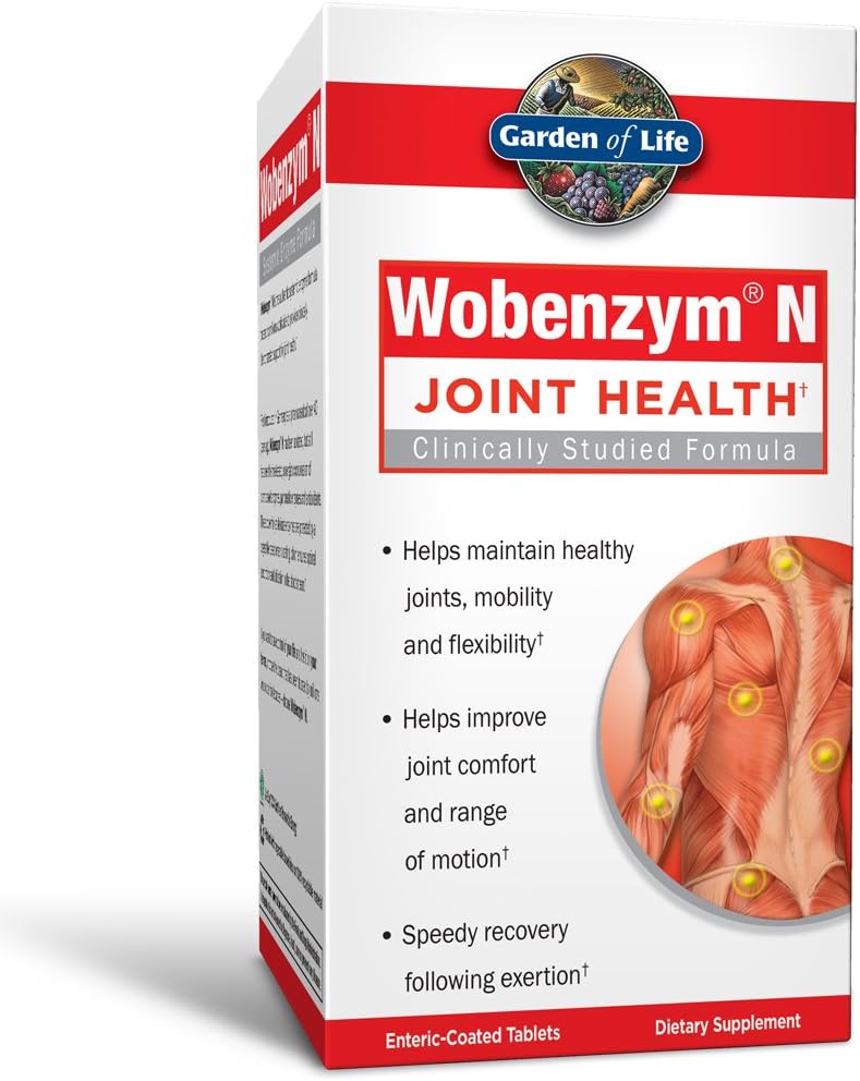 Garden of Life Joint Supplement for Men and Women - Wobenzym N Systemic Enzymes, Clinically Studied Formula for Healthy Joints, Mobility, exibility, Post-Exercise Recovery, Gluten Free