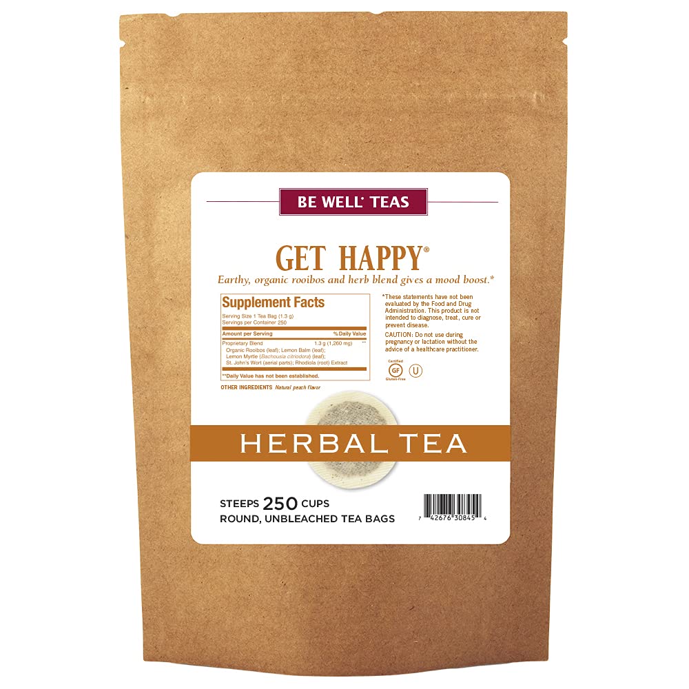 The Republic Of Tea Be Well Teas No. 13, Get Happy Herbal Tea For Lifting Your Spirits, Refill Pack Of 250 Tea Bags