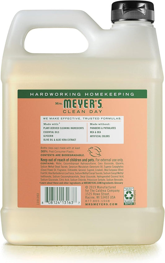 Mrs. Meyer'S Clean Day Hand Soap Refill, Made With Essential Oils, Biodegradable Formula, Geranium, 33 Fl. Oz - Pack Of 2