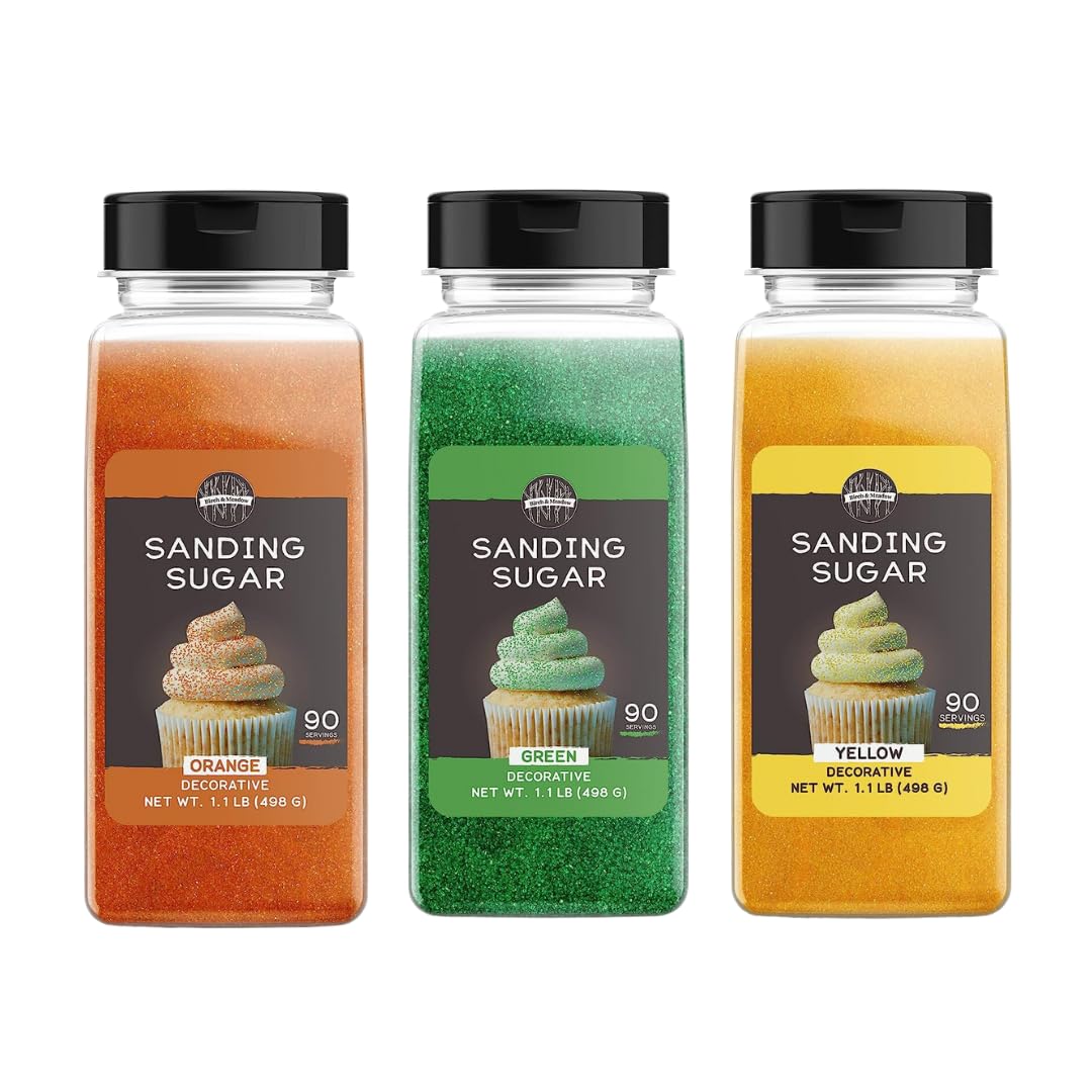 Birch & Meadow St. Patrick'S Sanding Sugar Bundle, Mixed Colors, 1 Lb. Colorful Sugar Crystals For Festive Holiday Baking