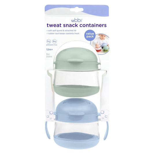 Ubbi Tweat No Spill Snack Container For Kids, Bpa-Free Tritan, Toddler Snack Container, Sage & Blue