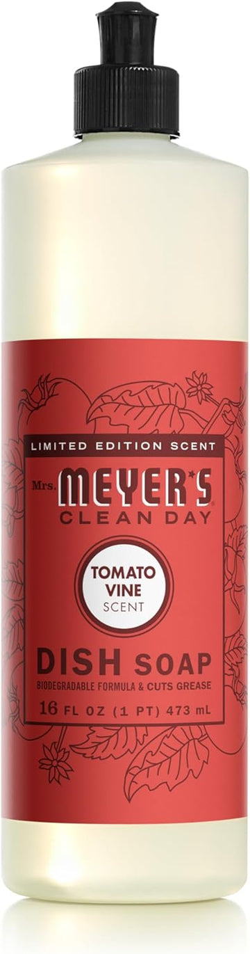 MRS. MEYER'S CLEAN DAY Liquid Dish Soap, Tomato Vine Scent, 16 Ounce Bottle