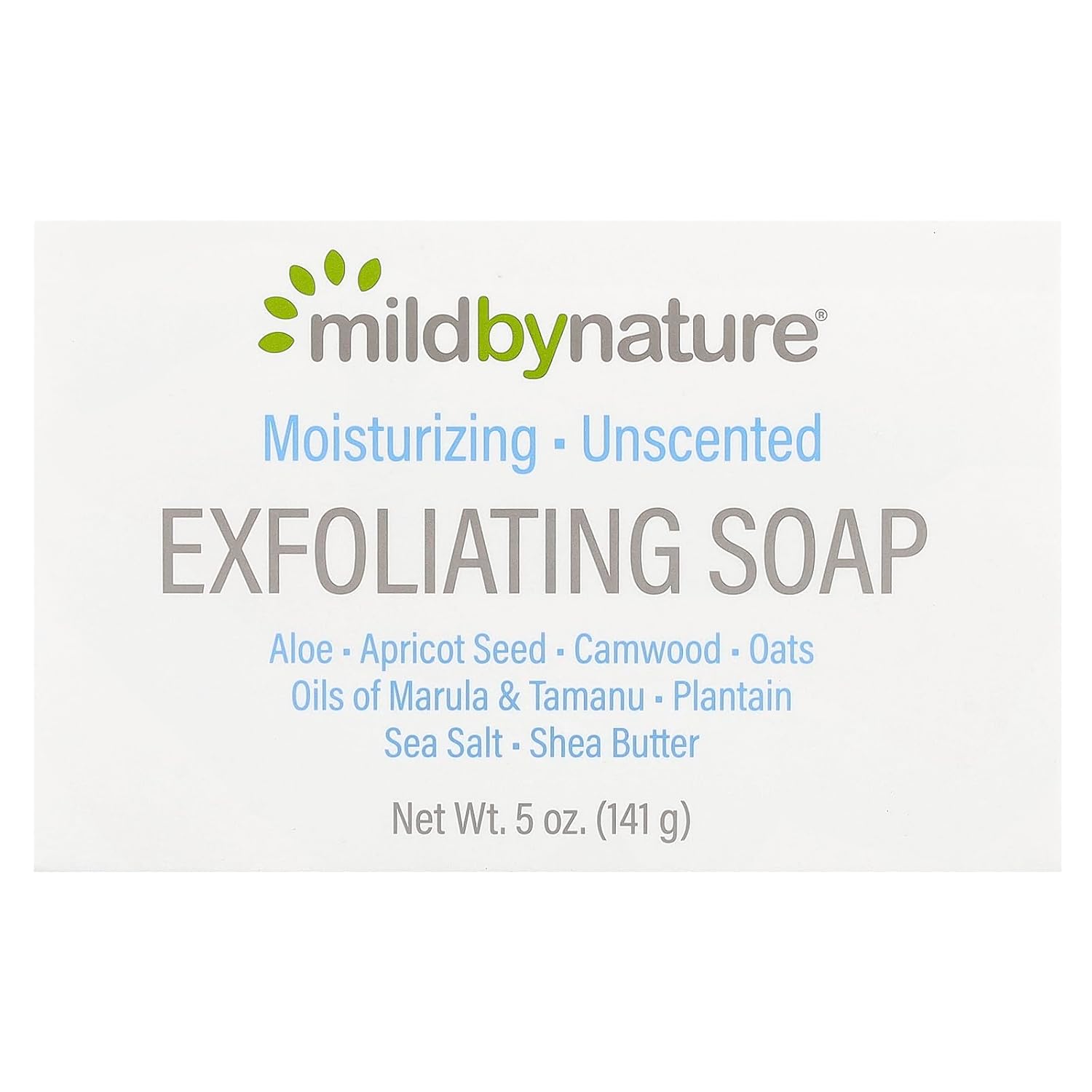 Mild By Nature Exfoliating Bar Soap, Unscented, 5 Oz (141 G)