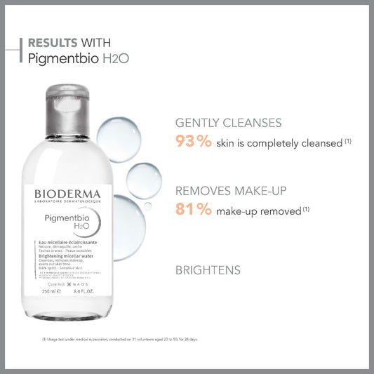 Bioderma Pigmentbio H2O Micellar Water - Anti-Dark Spot Brightening Cleanser Formulated For Skin With Hyperpigmentation, Gentle Make Up Remover, 250Ml