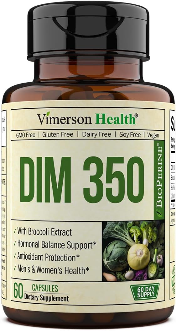 Dim Supplement Women & Men. Promotes Healthy Testosterone & Estrogen Balance - Hormone Balance For Women & Men - Potent 350Mg Diindolylmethane (Dim) Plus Bioperine For Healthy Skin & Mood. 60 Capsules