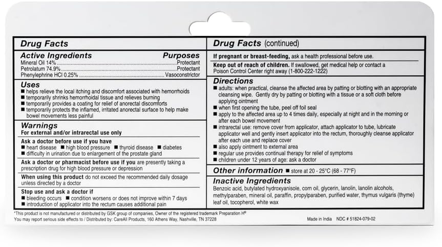 CareAll Hemorrhoidal Ointment 2.0 oz with Applicator (3 Pack). Helps Relieve Burning, Itching, and Discomfort Associated with Inflamed Hemorrhoidal Tissues. Dye, Phthalate, and Fragrance Free : Health & Household