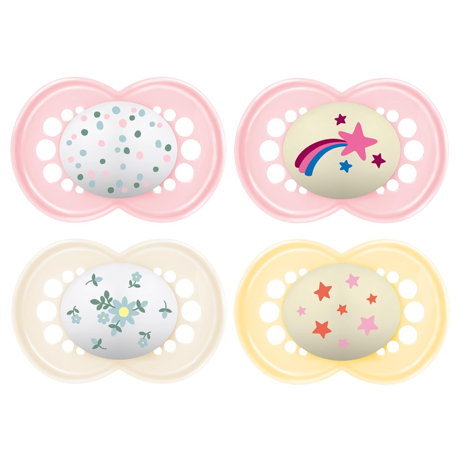 Mam Original Day & Night Baby Pacifier, Nipple Shape Helps Promote Healthy Oral Development, Glows In The Dark, 3 Pack, 16+ Months, Girl