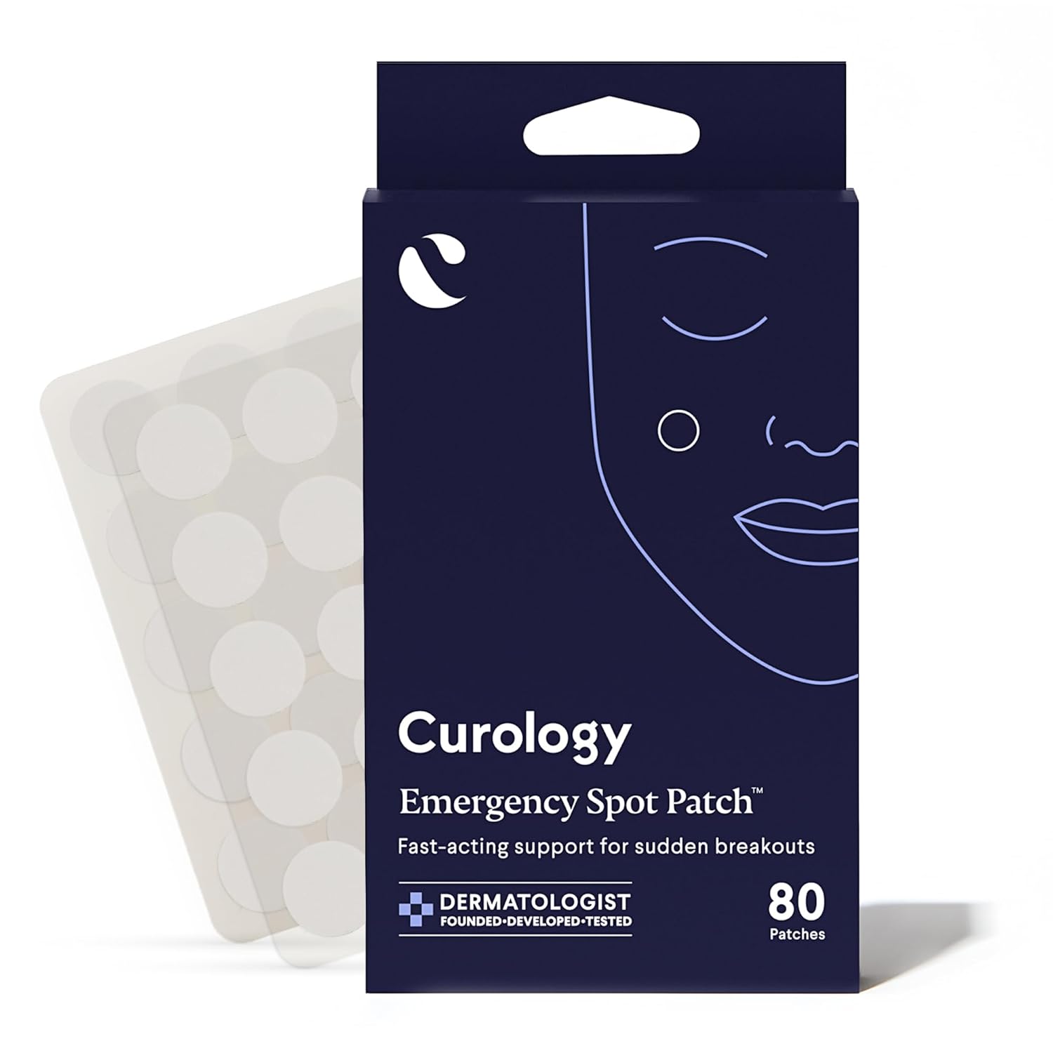 Curology Emergency Spot Pimple Patches For Face, Hydrocolloid Pimple Patches Fast-Acting Support, Spot Concealing And Oil Absorbing, 80 Count