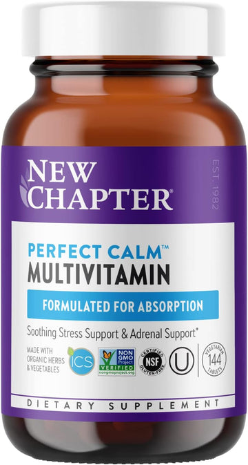 New Chapter Perfect Calm Multivitamin For Stress + Mood Support With B Vitamins + Holy + Lemon Balm + Organic Non-Gmo Ingredients, Basil, 144 Count (Pack Of 1)
