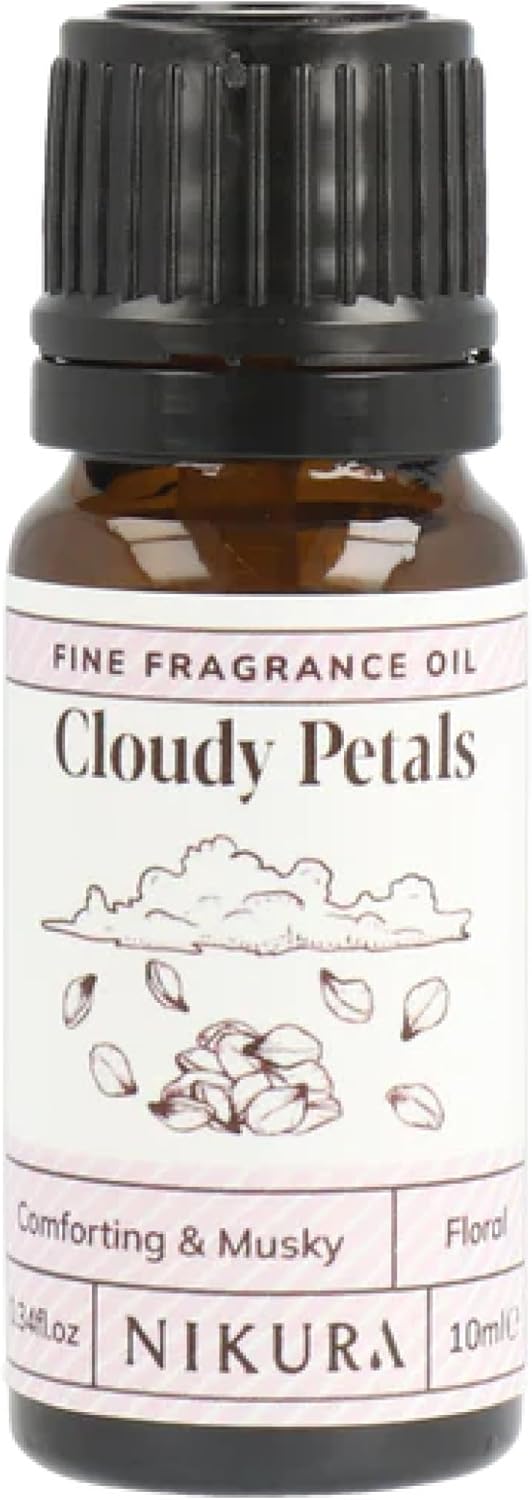 Nikura Cloudy Petals Fine Fragrance Oil - 10Ml | Perfect For Soap Making, Candle Making, Wax Melts, Diffuser, Burner | Great For Use In Bath Bombs, Perfume Oil, Perfume Scents | Vegan & Uk Made