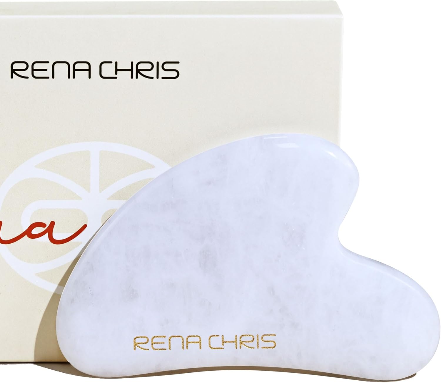 Rena Chris Gua Sha Facial Tools, Natural White Jade Guasha Stone, Face Guasha Tool For Jawline Sculpting And Puffiness Reducing, Gua Sha Massage Tool, Skin Care Gift (White)