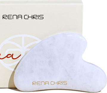 Rena Chris Gua Sha Facial Tools, Natural Terahertz Guasha, Manual Massage Sticks For Jawline Sculpting And Puffiness Reducing, Facial Massage Tool, Skin-Care Tool (Silver-Grey)